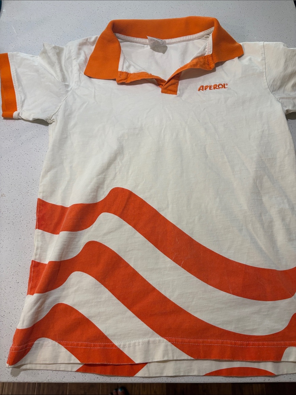 Aperol Women's Short Sleeve Polo Tee in White & Orange